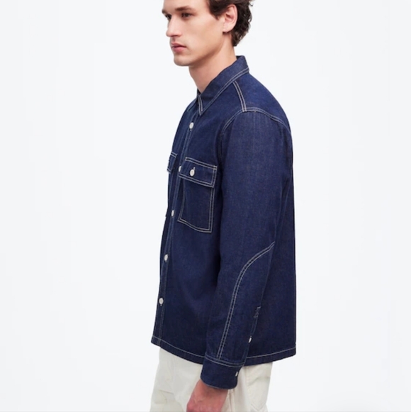 Madewell Straight-Hem Work Shirt in Japanese Denim NT847 Size M NWOT - Picture 2 of 9